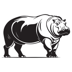  Hippo Silhouette Against a Light Background