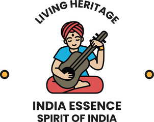 illustration in the concept of Indian Tourism and Culture in line style