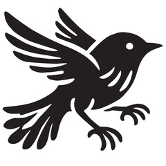 Silhouette of a bird on white background	