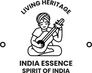 illustration in the concept of Indian Tourism and Culture in line style