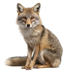 Obraz premium A rare arctic fox perched on a white surface, gazing directly at the camera with an inquisitive expression.