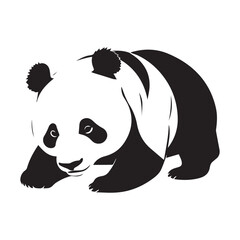 Cute Panda Silhouette Vector Graphic