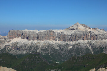 mountain called SASS PORDOI in the European Alps in the Dolomite mountain range in northern Italy