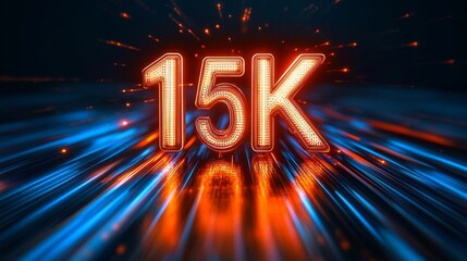 15K Celebration 15,000 Futuristic Subscribers or Giveaway Three-Dimensional Orange Shiny Digital