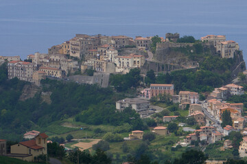 Historic hilltop town with sea view