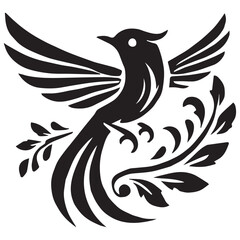 Silhouette of a bird on white background	