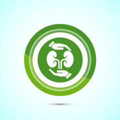 Kidney icon design illustration. Human organ icon, Kidney care logo symbol. Green color button design