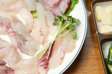 Korean seafood. Korean style sashimi