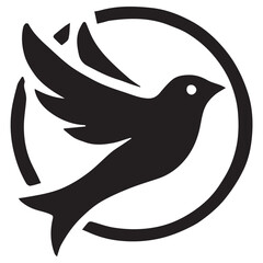 Silhouette of a bird on white background	