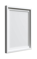 Empty white frame on a wall, suitable for showcasing art or photographs in a gallery or home