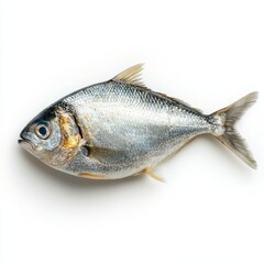 Obraz premium A fish rests on a clean white surface, showcasing its texture and color, emphasizing its natural beauty and the simplicity of the setting.