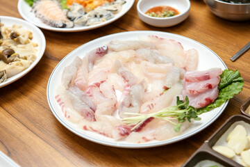 Korean seafood. Korean style sashimi