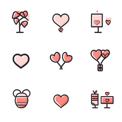 A set of icons a minimalist valentine days