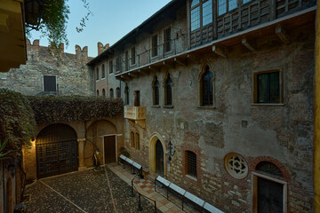 Historic courtyard of Juliet's House in Verona, Italy