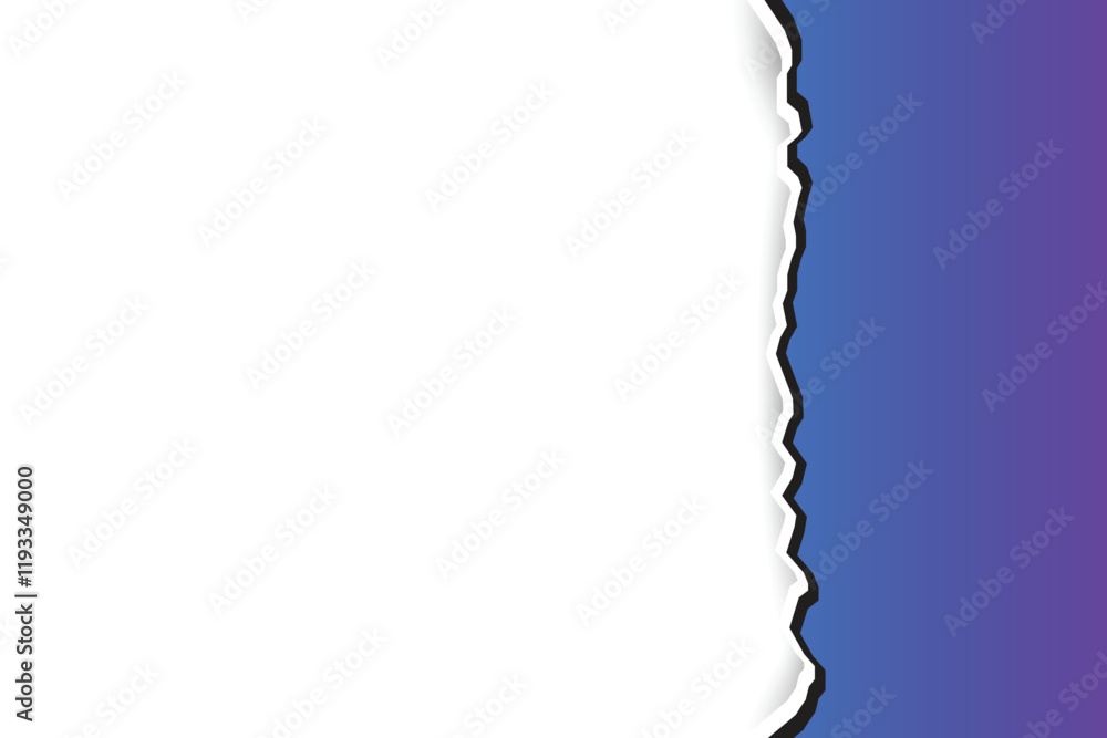Poster modern abstract torn paper background with gradient blue and purple design and layered shadow effect