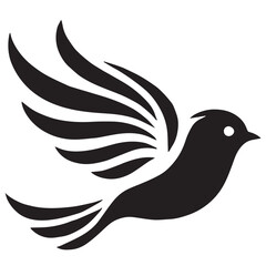 Silhouette of a bird on white background	