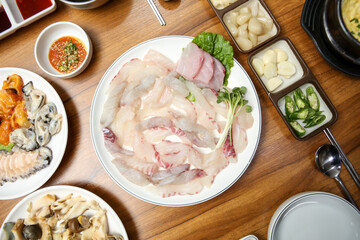 Korean seafood. Korean style sashimi