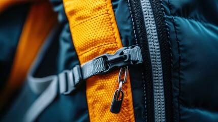 A close-up shot of a zipper detail on a modern backpack, capturing both the functionality and style of everyday accessories for urban adventurers.