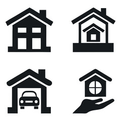 House or Real estate icon set Solid Vector Collection Renovation & More mortgage icons pack