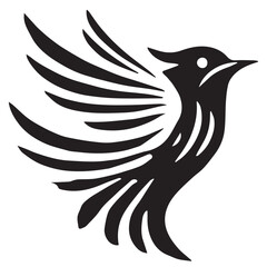 Silhouette of a bird on white background	