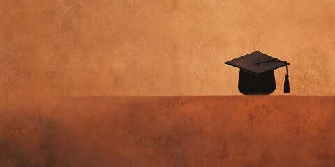 Graduation Cap on a Rustic Brown Background