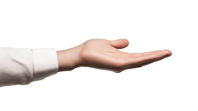 Innovative ideas in a businessman's hand isolated on a white background