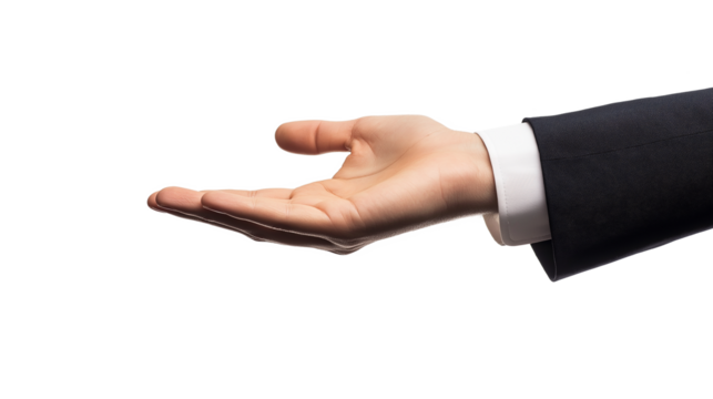 Innovative ideas in a businessman's hand isolated on a white background