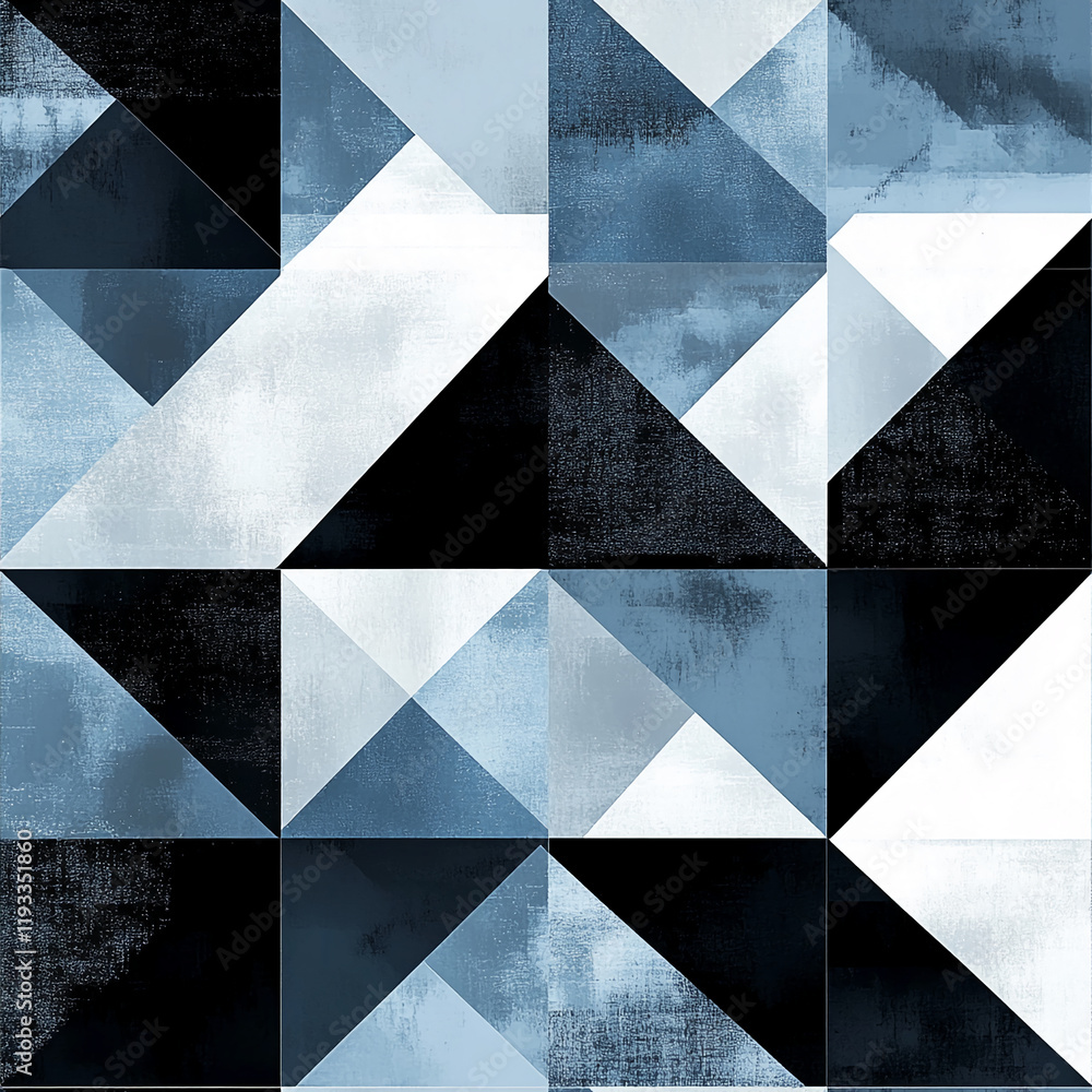 Aufkleber Abstract geometric pattern with textured triangular shapes in blue tones