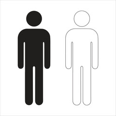 Sad young boy silhouette isolated on white background.