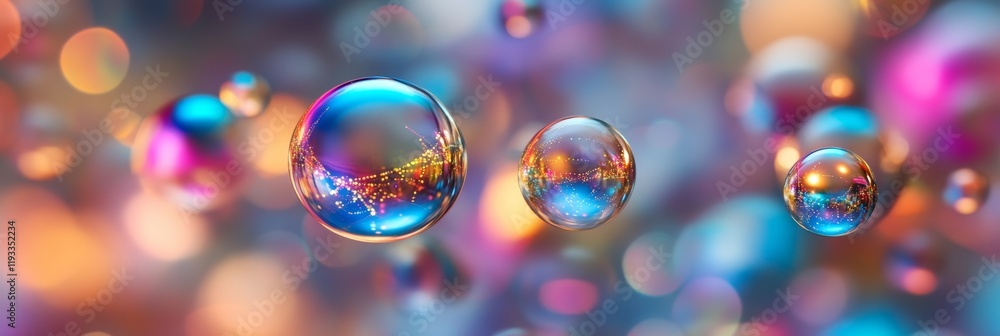 Leinwandbilder abstract background with colorful bubbles with reflections floating in a soft gradient