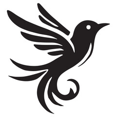 Silhouette of a bird on white background	
