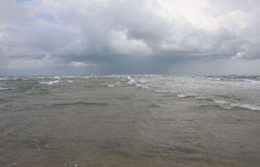 unique natural phenomenon of the North Sea and Baltic Sea colliding in Denmark at Grenen without...