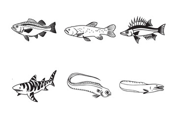 set of fish. Incredible Underwater Animals in the Ocean.