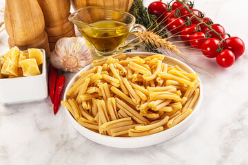 Raw dry Italian pasta - casarecce