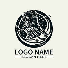 ice hockey vector logo design, Hipster Design. Emblems, poster templates. Vector illustration