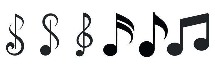 silhouette of a Music notes icon set black color simple clean art vector illustration on a white background 1