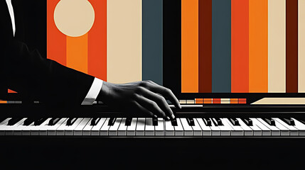 Elegant Music Performance with Modern Art Geometric Background Design