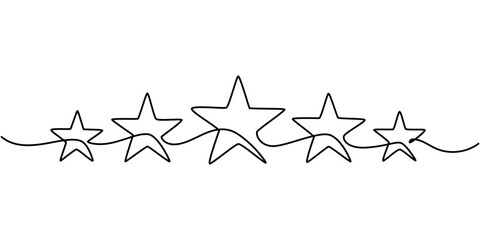 Line star one continuous line drawing design vector, hand draw doodle stars illustration in continuous line arts style vector, Star continuous one line drawing vector illustration, Premium vector, pro