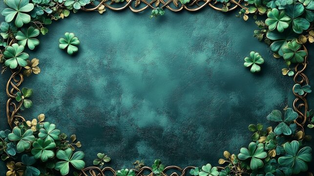 Elegant celtic border template with irish motifs for holiday day design