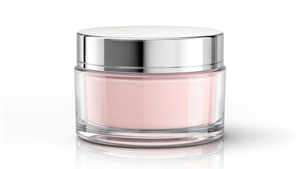 Pink Cream Jar Glass and Chrome Packaging Mockup, Product Design, Cosmetics Cosmetics, Packaging Design