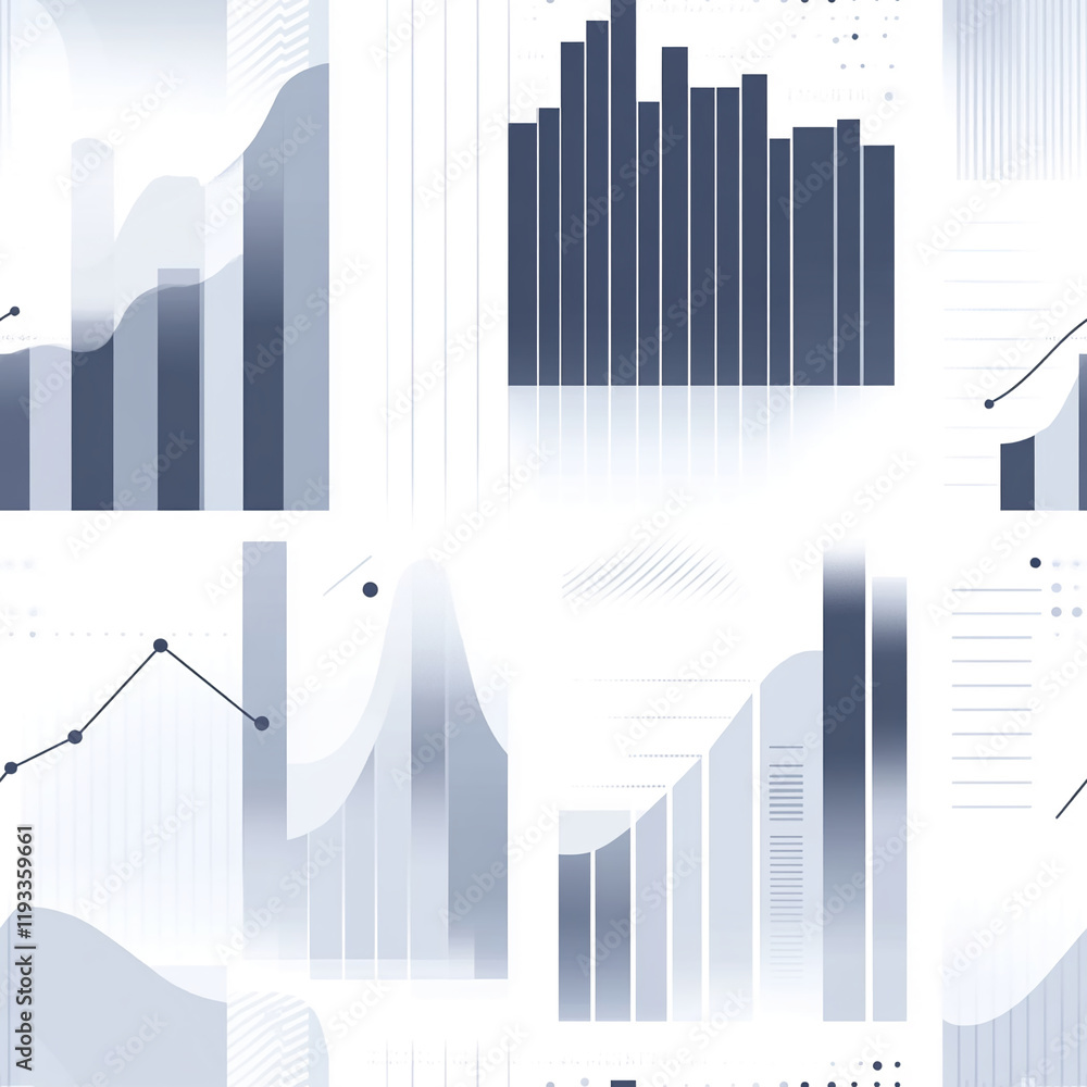 Poster Abstract geometric texture with graphs and bar chart patterns