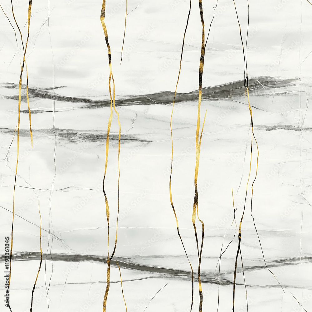 Poster elegant marble texture with golden and gray linear veins