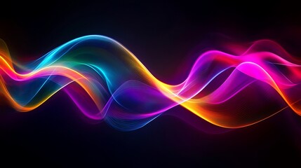Abstract Colorful Neon Waves Flowing Dynamically