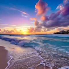Obraz premium Beach Sunset with Clouds
