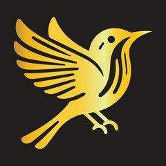 Vector logo illustration gold bird gradient colorful style