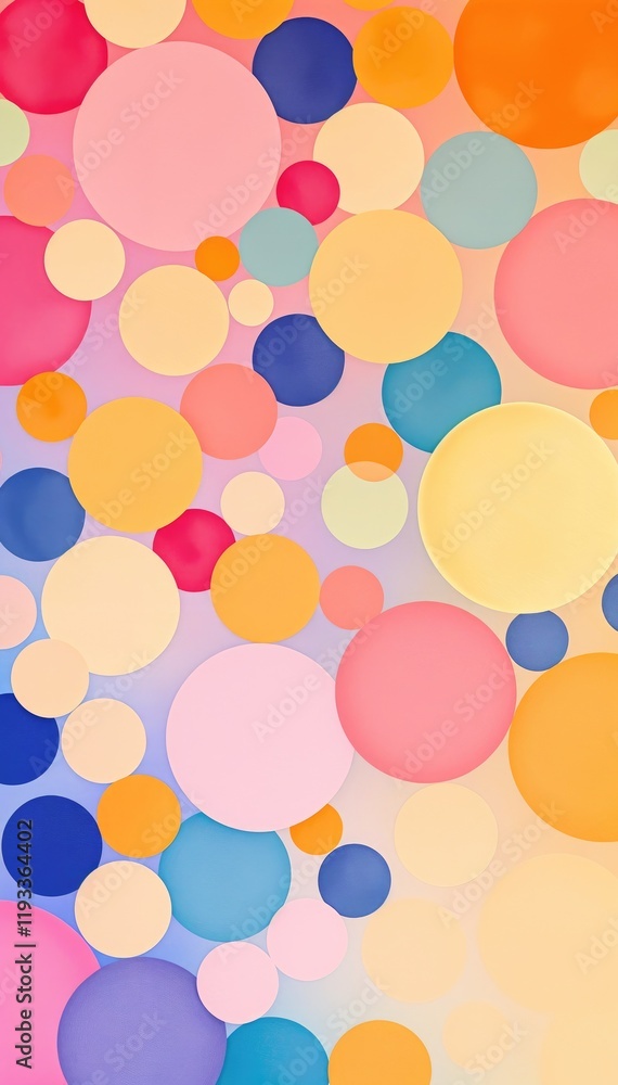 Poster Abstract background of colorful overlapping circles Pastel shades cheerful and playful mood