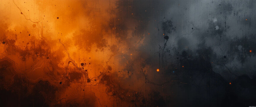 Orange and black fiery gradient with smoky textures