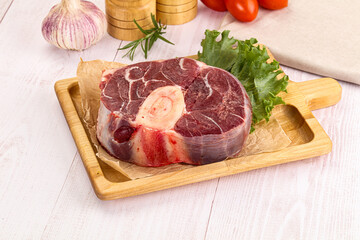 Raw beef ossobuco for roast