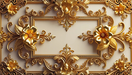 Rococo-Inspired Golden Frame with Classical Motifs