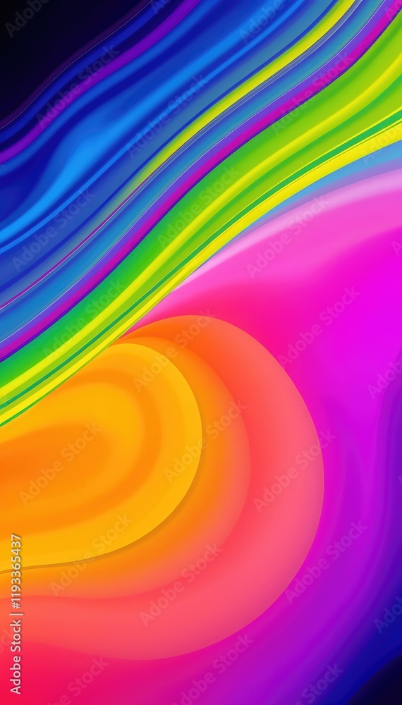 Aufkleber Vibrant abstract background with flowing colorful waves and curves